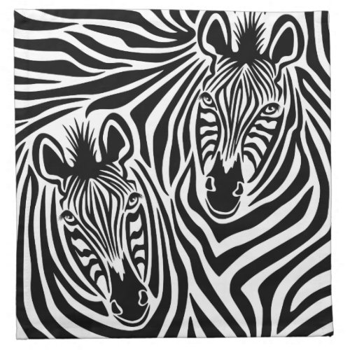 Trendy Zebra Print Black And White Pattern Cloth Napkin