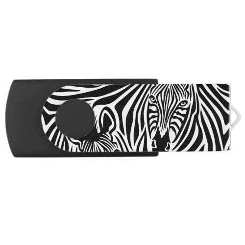 Trendy Zebra Print Black And White Pattern Flash Drive