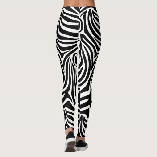 Trendy Zebra Print Black And White Pattern Leggings | Zazzle