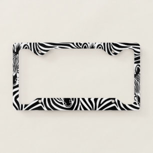 Trendy Zebra Print Black And White Pattern License Plate Frame