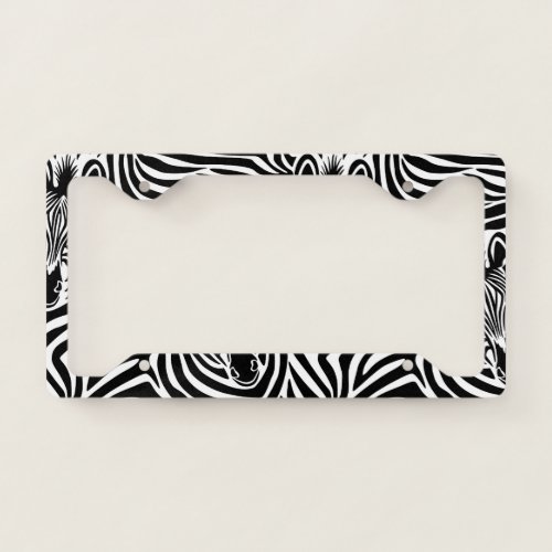 Trendy Zebra Print Black And White Pattern License Plate Frame