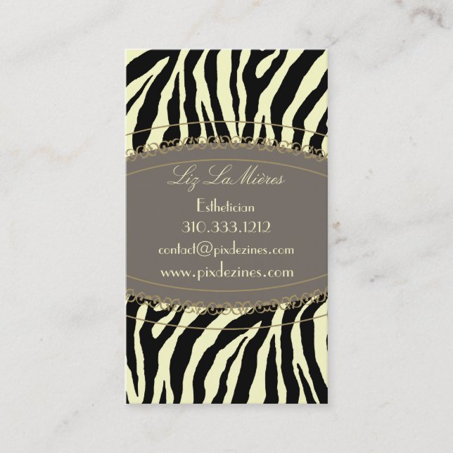 Trendy zebra print business card (Front)