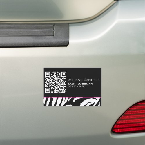 TRENDY ZEBRA PRINT BUSINESS PROMOTION QR CODE CAR MAGNET