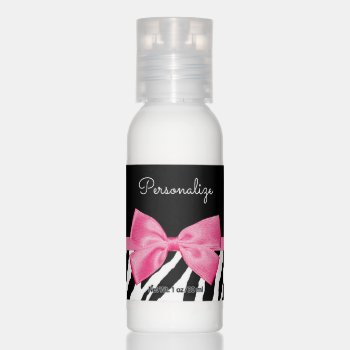 Trendy Zebra Print Chic Hot Pink Bow And Name Hand Lotion by ohsogirly at Zazzle