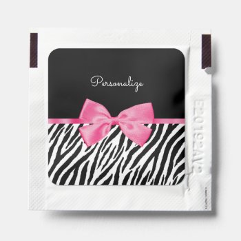 Trendy Zebra Print Chic Hot Pink Bow And Name Hand Sanitizer Packet by ohsogirly at Zazzle