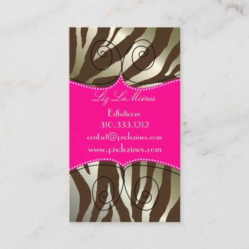 Customizable Trendy zebra print, dark brown business card template