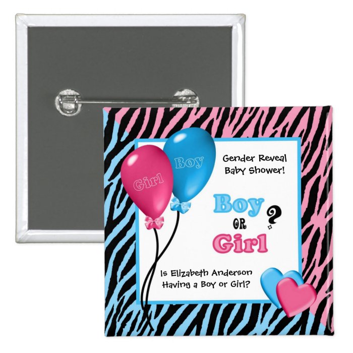 Trendy Zebra Print Gender Reveal Baby Shower Buttons