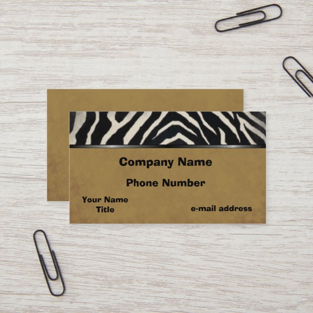 Trendy Zebra Stripes Business Card (Front/Back In Situ)