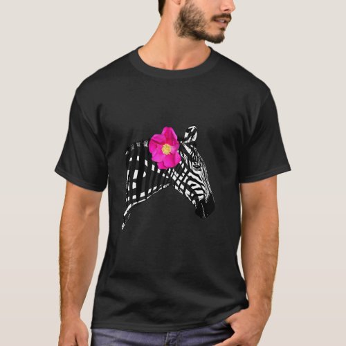 Trendy Zebra With Flower Hipster Animal Print Summ T_Shirt