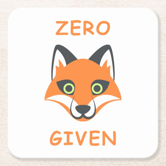 Trendy Zero Fox Given phrase Emoji Cartoon Square Paper Coaster (Front)
