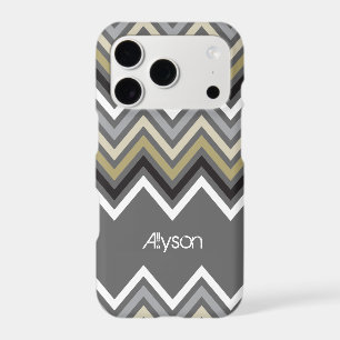 Trendy Zig Zag Chevron Pattern & Moody Deep Grey iPhone 17 Pro Case
