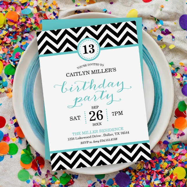 Trendy Zigzag Chevron Birthday Party Invitation (Creator Uploaded)
