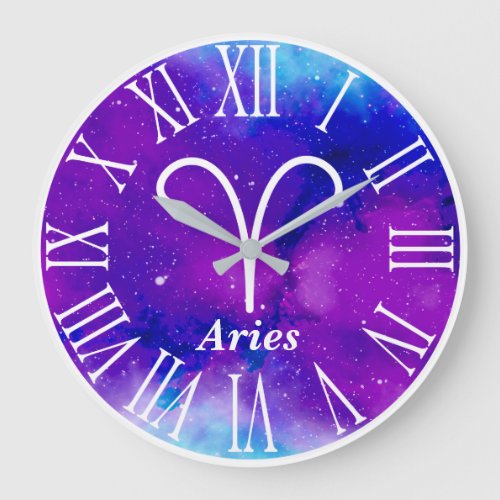 Trendy Zodiac Nebula Aries Symbol Large Clock