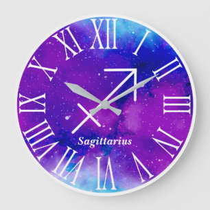 Trendy Zodiac Nebula Sagittarius Symbol Large Clock