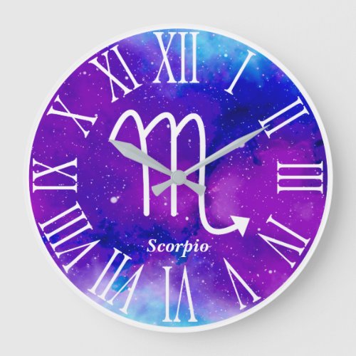 Trendy Zodiac Nebula Scorpio Symbol Large Clock
