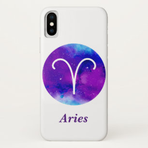 Trendy Zodiac Sign Aries Purple Space Nebula iPhone X Case