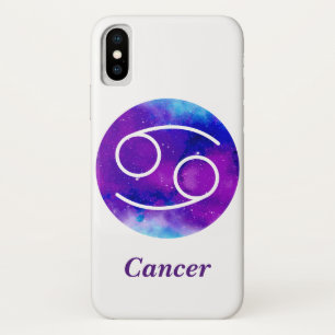 Trendy Zodiac Sign Cancer Purple Nebula iPhone X Case