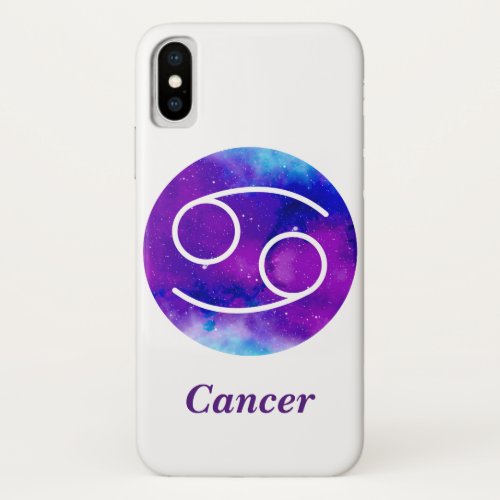 Trendy Zodiac Sign Cancer Purple Nebula iPhone X Case