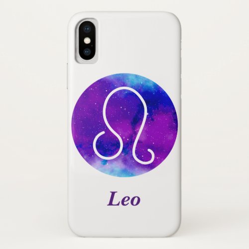 Trendy Zodiac Sign Leo Purple Nebula iPhone X Case