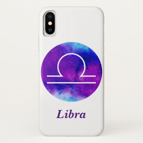 Trendy Zodiac Sign Libra Purple Nebula iPhone X Case