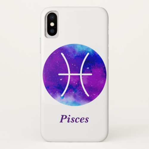 Trendy Zodiac Sign Pisces Purple Nebula iPhone X Case