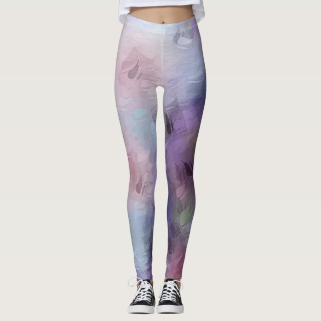TrendyPink Blue Purple Pastel Colors Template Chic Leggings (Front)