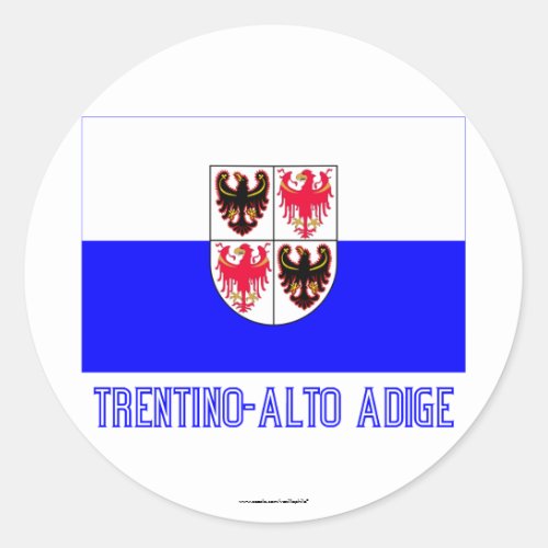 Trentino_Alto Adige flag with name Classic Round Sticker