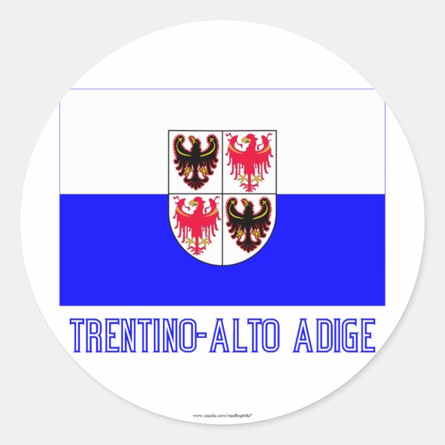 Trentino-Alto Adige flag with name Classic Round Sticker (Front)