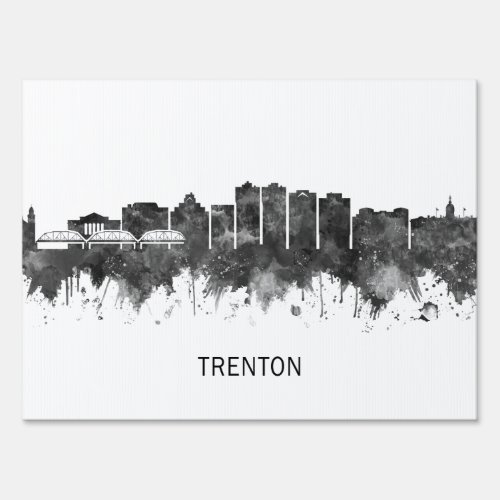 Trenton New Jersey Skyline BW Sign