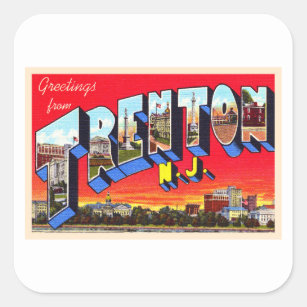 Trenton New Jersey Vintage Large Letter Postcard Square Sticker