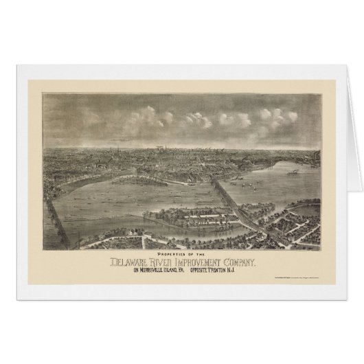 Trenton, NJ Panoramic Map - 1900 Cards (Front Horizontal)