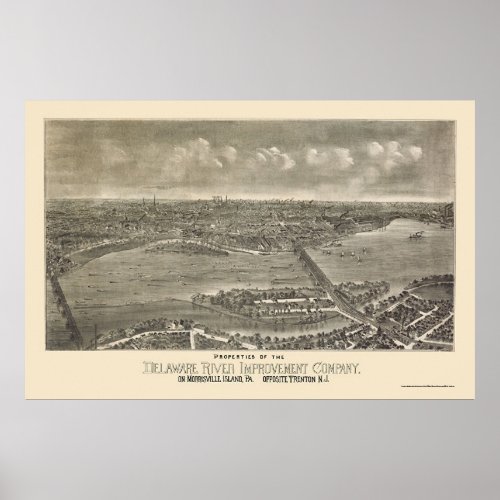 Trenton NJ Panoramic Map _ 1900 Poster