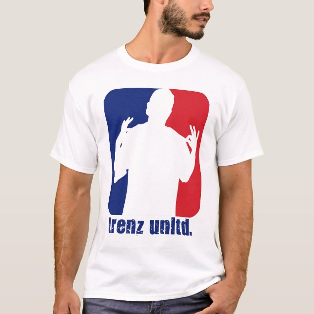 Trenz Unltd. Red & Blue Poppin' Collar - White Tee (Front)