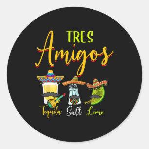 Tres Amigos Tequila Salt Lime Cinco De Mayo Classic Round Sticker