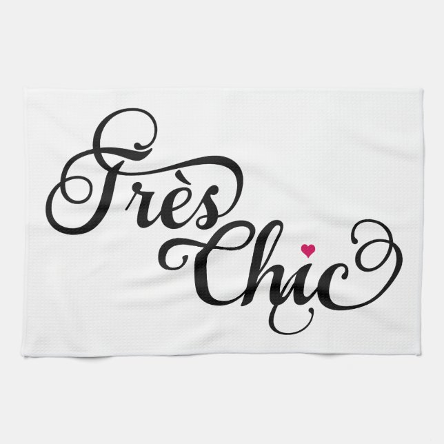 Très chic, French word art, text design with red h Towel (Horizontal)