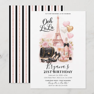 Très Chic in the City Pink Paris 21st Birthday  Invitation