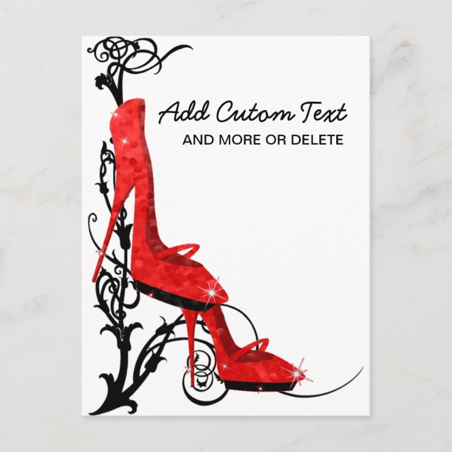 Tres Chic Red High Heels Art Nouveau Design Postcard (Front)