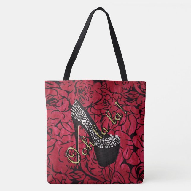 Tres Chic Rouge Fleurs Tote Bag (Front)