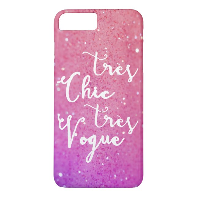 Tres Chic Tres Vogue | Calligraphy Glitter Pink Case-Mate iPhone Case (Back)