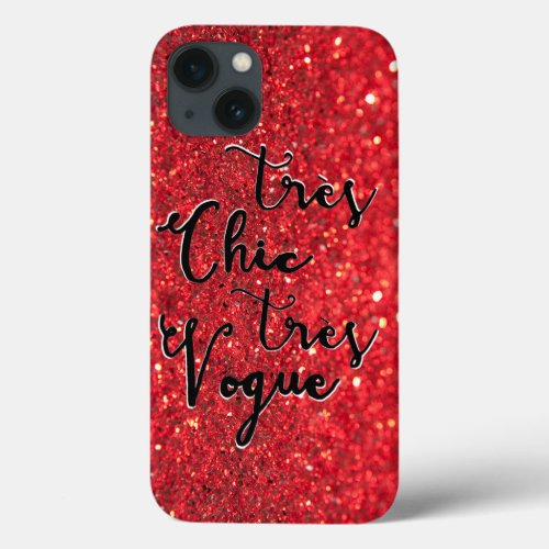 Tres Chic Tres Vogue Sparkling Glitter Red iPhone 13 Case