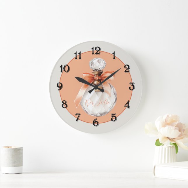 Très Jolie (very pretty) Perfume Bottle Ribbon Large Clock (Home)