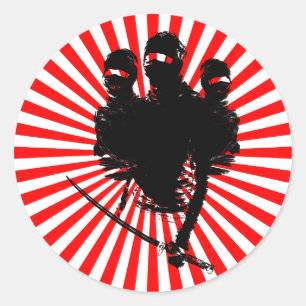 tres ninjas. classic round sticker