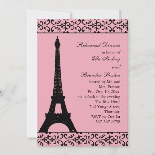 Tres Paris Rehearsal Dinner Invitepink Invitation