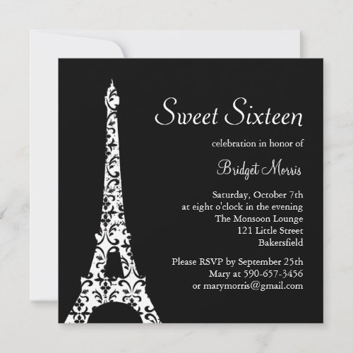 Tres Paris Sweet Sixteen Birthday Invitation