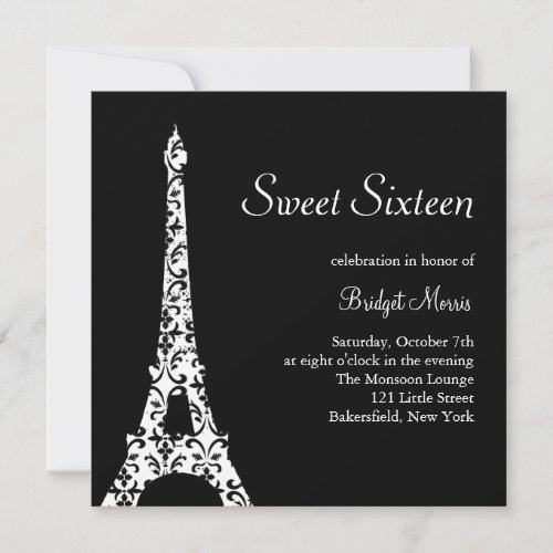 Tres Paris Sweet Sixteen Birthday Invitation 2
