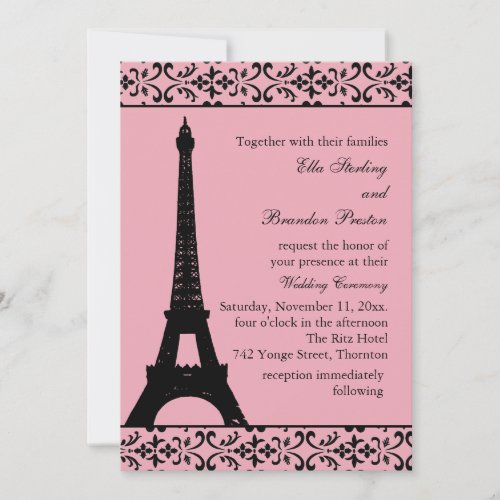 Tres Paris Wedding Invitation pink