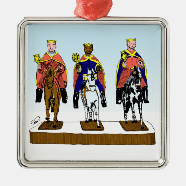 Tres Reyes Magos/ Three Wise Men Metal Ornament (Front)