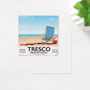 Tresco Isles of Scilly vintage train poster Square Business Card Tresco Isles of Scilly vintage train poster Square Business Card