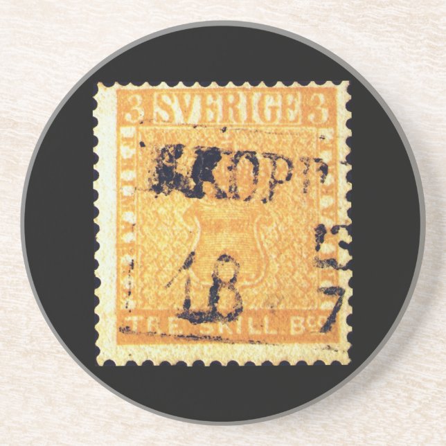 Treskilling Yellow of Sweden Sverige 3 Cent Stamp Drink Coaster (Front)