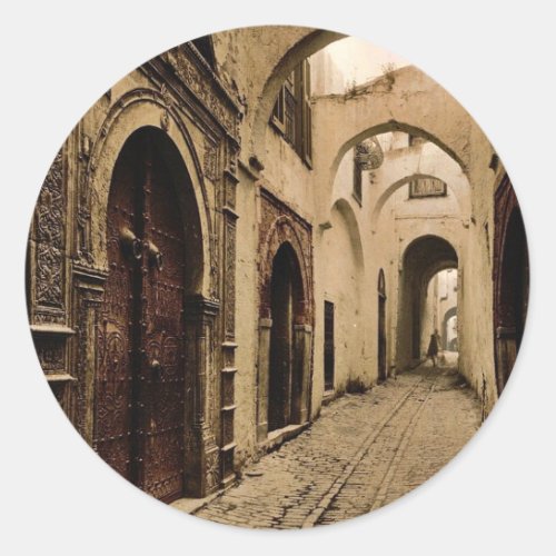 Tresure Street Tunis Tunisia classic Photochrom Classic Round Sticker